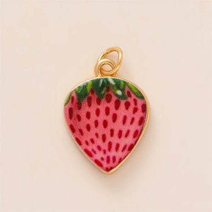 Dopamine pendant necklace, DIY fruit food love pendant, copper material, gold-plated, color preserving