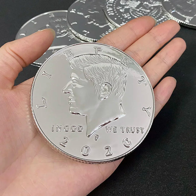 Jumbo Half Dollar (Plastic, 3 Inch) Magic Tricks Magician Close Up Street Illusions Props Accessories Appear Vanish Coin Magic
