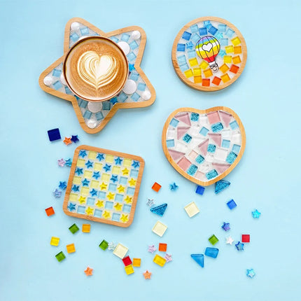 DIY Handmade Coaster Creative Mosaic Crystal Bamboo Material Kits Cup Mat Parent-child Hand Craft Toy Kids Gift