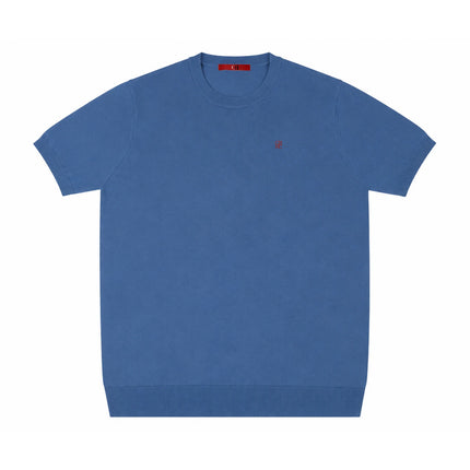 CH Embroidered Solid Color Short Sleeve Knit T Shirt Men Crew Neck Regular Fit All Match Soft Touch Casual Daily Tops