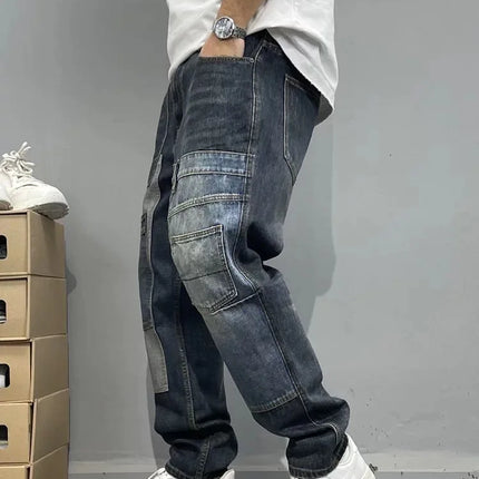 Spring/Autumn Fashion Trendy American Retro Straight Leg Stretch Denim Jeans Men's Casual Loose Fit Sports High Quality Jeans