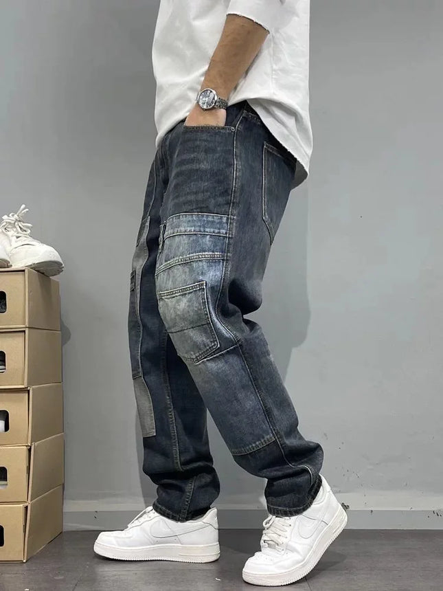 Spring/Autumn Fashion Trendy American Retro Straight Leg Stretch Denim Jeans Men's Casual Loose Fit Sports High Quality Jeans