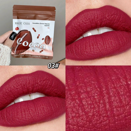 10pcs/set Mini Cocoa Lipsticks Long Lasting Velvet Matte Capsule Lipstick Natural Chocolate Solid Lip Gloss Makeup Cosmetic Gift