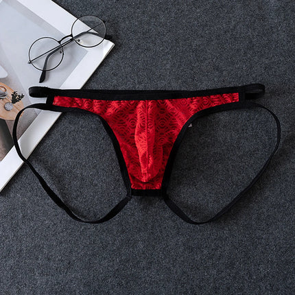Men G-Strings See Through Men's Underpants Pouch Underwear Hollow Lace Thongs Low Rise Unisex Panties Hollow Out Men's Clothing