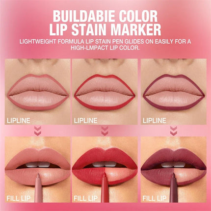 12 Colors Waterproof Lip Liner Pencil Matte Red Brown Plumping Lip Stain Long-Lasting Smooth Perfect Outline & Filling Lips