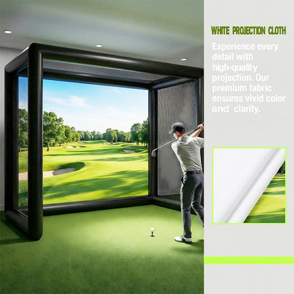 Newly Portable Inflatable Golf Simulator Enclosure Indoor/Outdoor Golf Practice Swing Tent with Projection Screen for Training