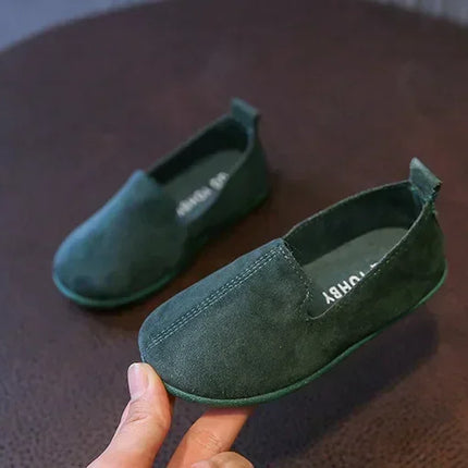 Children's Flat Shoes New Candy Color Simple Casual Shoes Loafers Slip-on Flats Lightweight Boys Girls Leather Shoes Moccasins