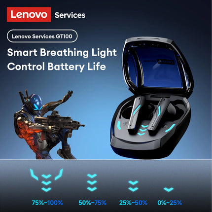 Choice Lenovo GT100 TWS Bluetooth 6.0 Gaming Earbuds Ultra Low Latency Long Endurance Wireless Headphone HD Voice Calls Earphone