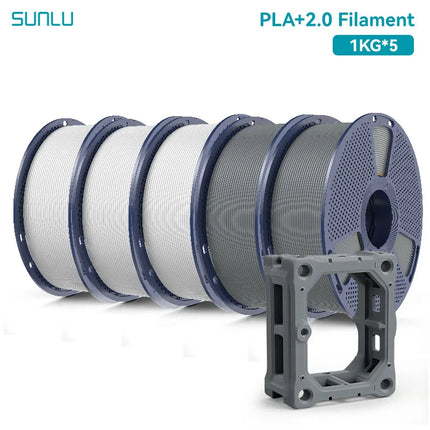 SUNLU 5KG PLA Plus 2.0 3D Printer Filament 1.75mm 1000g Spool (2.2lbs) Neatly Arranged No Knot Filament Fit Most FDM Printer