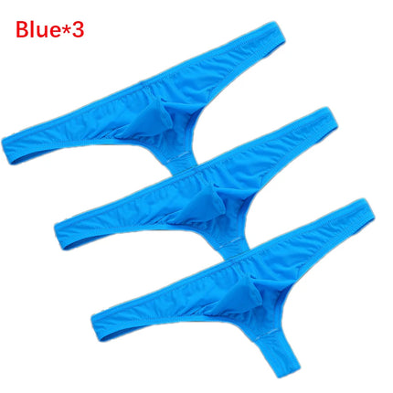 3Pcs/set Ice Silk Panties Ultra-thin T-Back Tanga Breathable Underpants Sexy Mens Low Waist G-string U Pouch Underwear Thongs