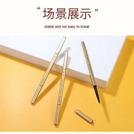 Gold Bar Double Ended Eyebrow Pencil - Ultra Fine 0.5mm Triangle Tip Waterproof & Smudge-proof for 3D Natural Brows