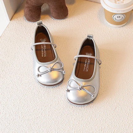 Girls' Loafer Shoes Round-toe Versatile Kids Leather Shoe Spring Autumn Bowknot New Children's Flats for Princess Ballet Fashion