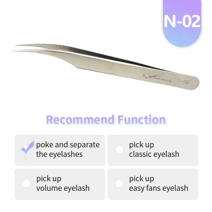 NATUHANA  Eyelash Extensions Tweezers Lash Artists High Precision Stainless Steel Superhard Anti-Static Tweezers Makeup Tools