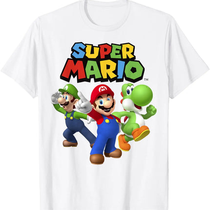 Super Mario & Luigi & Yoshi graphic unisex 100%cotton shirt,2026 summer New Men vintage fashion O-neck Japanese Harajuku T-shirt