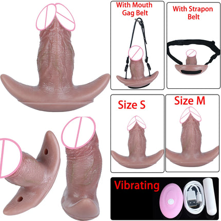 SXXY Wearable Realistic Vibrating Dildo Anal Plug Adjustable Mouth Gag High Quality Adult Sex Toys Intimate Play For Men Women