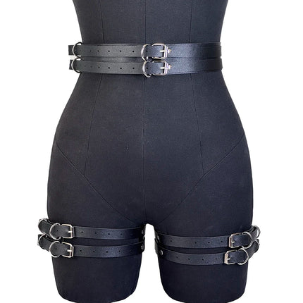 Women Sexy Leather Thigh Garter Belt Lingerie Leg Straps Bdsm Bondage Women Handcuffs Fetish Clothing Festival Rave Accessory