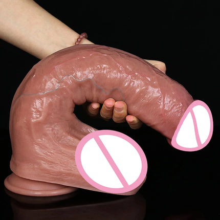 Realistic Soft Big Black Dildo Double Silicone Suction Cup Penis Female Vaginal Masturbation Cock Woman Man Anal Adult Sex Toy