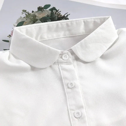 Women's Spring Fall Cotton White Vertical Small Lapel Versatile Shirt Jumper Fashion Fake Collars Clothing Accessories