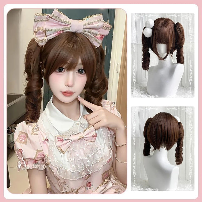 High-Quality Roman Curly Synthetic Hair Detachable Ponytail Suitable For Women Daily Anime Role-Playing Lolita Wig Protein Silk