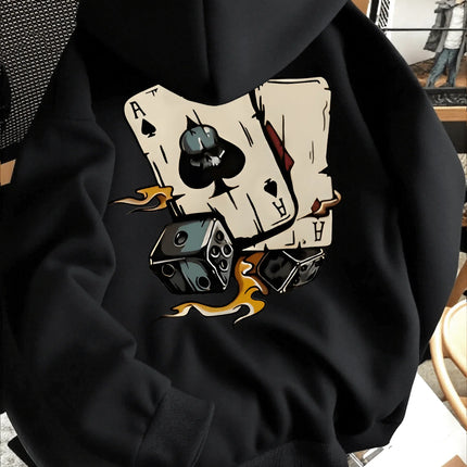 2026 new trendy fashion hooded sweatshirt with poker card pattern print for men stylish sportswear shirt hoodies streetwear