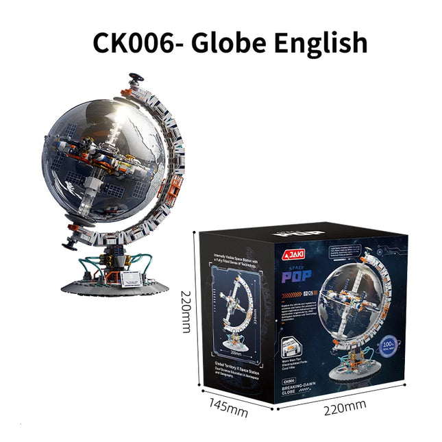 JAKI Space Globe MOC Building Blocks DIY 3D Earth Model STEM Educational Science Toy Kids Boys Girls Birthday Christmas Gift