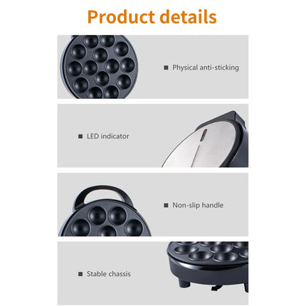 Takoyaki Maker 750W Aluminum 14 Holes Japanese Octopus Ball Maker Electric Machine for Home Breakfast