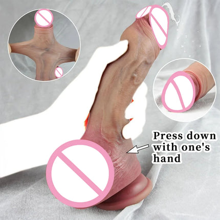 Realistic Squirting Dildo Penis Sliding Foreskin Dildo Big Dick Penetration Anal Vaginal Masturbation Strap On Dildo Sex toys