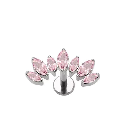 High-Quality F136 Titanium Alloy Pink Zirconia Stud Earring Set Fashionable Cartilage and Lip Piercing Jewelry for Men and Women