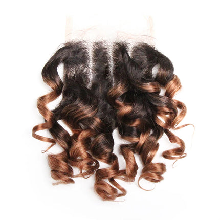Curly Human Hair Closure Indian Remy Hair 4x4 Lace Closure Swiss Lace Three Part Closure Colored 1B/27/4/30/33/99J