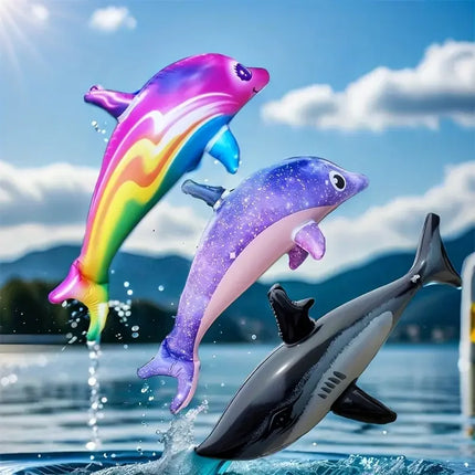 Inflatable Dolphins and Sharks, Pool Party Toys, Inflatable Marine Animal Toys, Summer Pool Themed Party Gifts