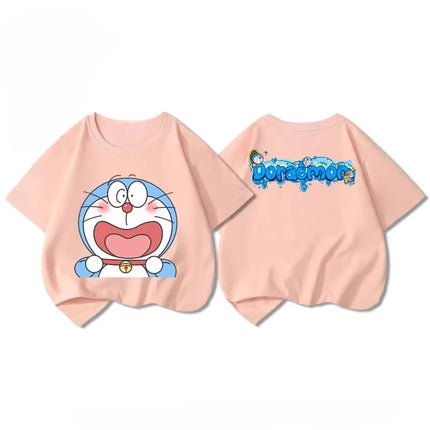 Potdemiel Doraemon 100% Cotton Children's T-Shirt, New Summer Style, Comfortable and Breathable Top for Boys and Girls