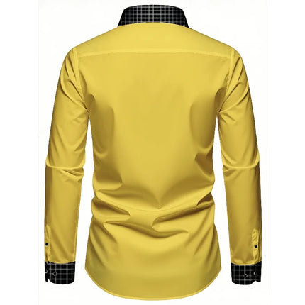 FGKKS Men Shirt Arrival Fashion Patchwork Tuxedo High Street Long Sleeve Smart Casual Elastic Man Business Dress Shirts