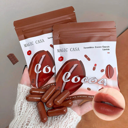 10pcs/set Mini Cocoa Lipsticks Long Lasting Velvet Matte Capsule Lipstick Natural Chocolate Solid Lip Gloss Makeup Cosmetic Gift