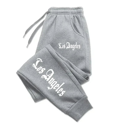 Los Angeles City Letter Print Men'S Women'S Trouser Loose Jogging Pant Fit Running Trousers Warm Jogger Casual Sweatpants Couple