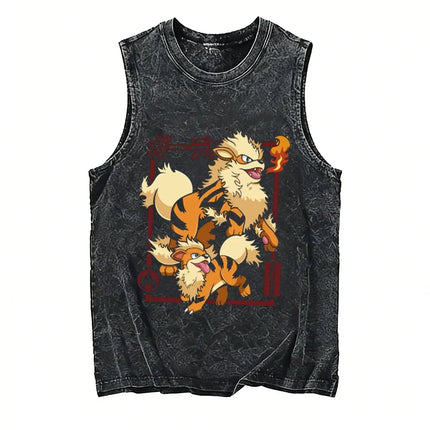 2026 Anime Men's Tank Top Pokemon Oversized Vintage Washed Vest Man Sleeveless Shirt Summer Y2k Clothes T Shirts Gym Clothes