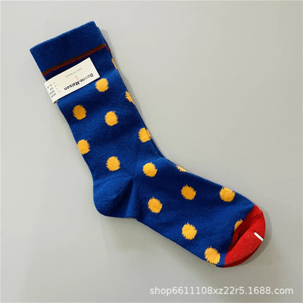 Bonne Maison French Small Batch Women's Fun Oil Painting Style Mid-Calf Cotton Dopaamine Colorful Socks Moisture Wicking Sweat