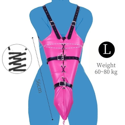 BDSM Leather Long Arm Restraint Gloves with Adjustable Straps Zipper Closure Handcuffs for Couple Hand Bondage Adult Sex Toys