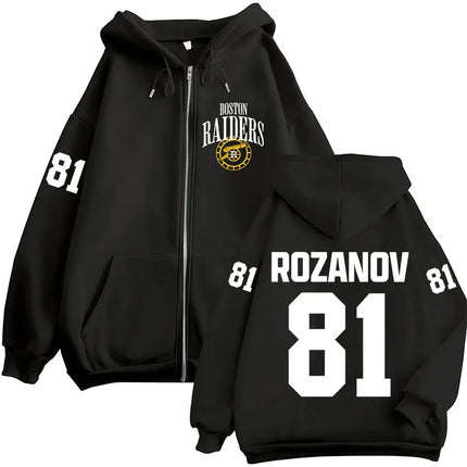Heated Rivalry Ilya Rozanov 81 Boston Raiders Merch Zipper Hoodies Men's Women Clothing Fashion Zip Up Sweatshirts Jackets Coats