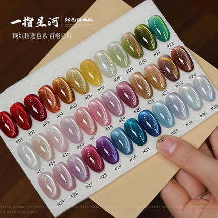 36-color/set Star River Cat Eye Gel Nail Polish 15ml Magnetic Gel Glass Beads Semi Permanent Soak Off UV Nail Gel For Nail Salon