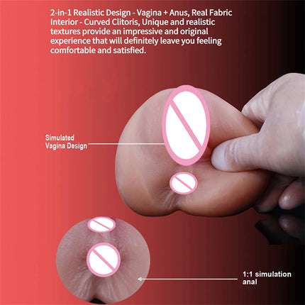 2 IN 1 Sex Toys Masturbation For Men Deep Throat Artificial Real Pussy Oral Male Masturbator Realistic Vagina Adult Pocket Pussy