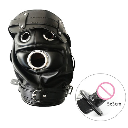 Thierry Bondage Slave Sensory Deprivation Hood with Penis Gag Blindfolds, Fetish Sex Toys for Adult Couples SM Game Roleplays