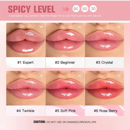 Original Soft Pink Crystal Spicy Shine Lip Plumper High-Shine Lasting Moisturizing Lip Oil Hydrate Smooth Nourish Instant Plump