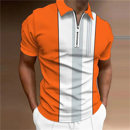 Men's Tops Polo Golf Men's King Print T Shirt High Quality Turndown Short Sleeve Zipper Pullover Original Golf Wear Men Clothing