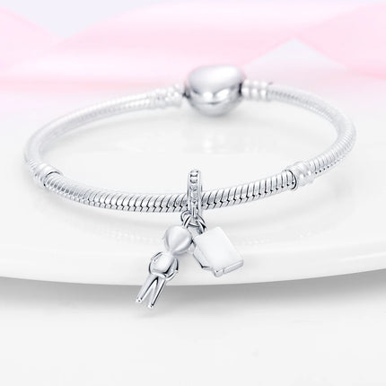 925 sterling silver boys and girls lovers pendant charms Fit 4MM hole diameter bracelet charm beads necklace Diy female jewelry