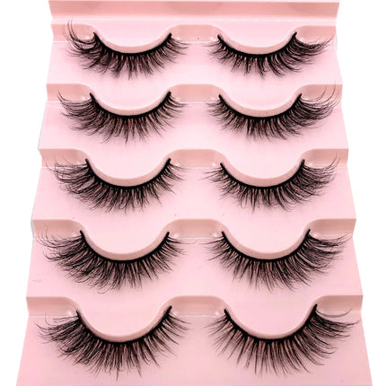 New 5 pairs natural fluffy 3D mink false eyelashes fake lashes makeup kit Mink Lashes extension eye lashes short eyelashes