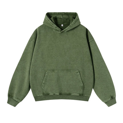 Retro Men Heavyweight 350gsm Hoodies Sweatshirts Streetwear Unisex Loose Wash Cotton Thin Hooded Sweaters Coat Hip Hop Outwears