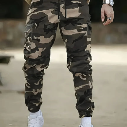 Men's  Camouflage Cargo Pants Sweatpants Outdoor Bunched Long Trousers  Casual Autumn Multi-Pocket Durable Workwear Male Trouser