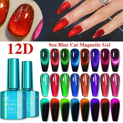 Semi Permanent Lacquer Hybrid Varnish Galaxy Crystal Cat Eye Gel Manicure DIY with Glitter Effect