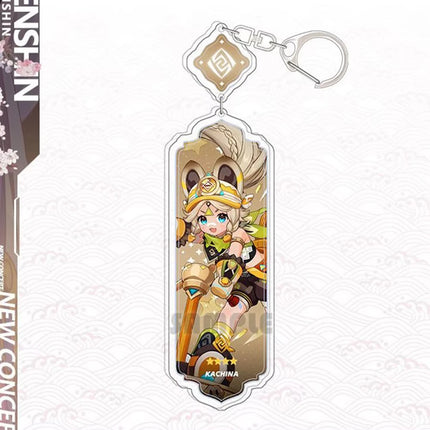 Anime Keychain Linnea Flins Durin Mualani Furina Arlecchin Key Chain Accessories Genshin Impact Cute Bag Pendant Key Ring Gift