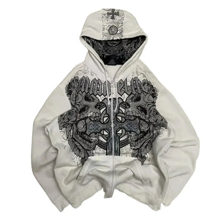 Vintage MMA Elite Men's New Zipper HoodieY2K Best Selling Harajuku Hip Hop Skull Letter Graphics Extra Large Couple Street Wear